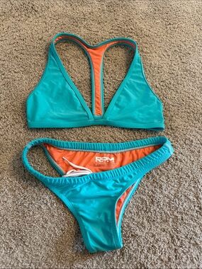 Teal and Orange Racerback Bikini